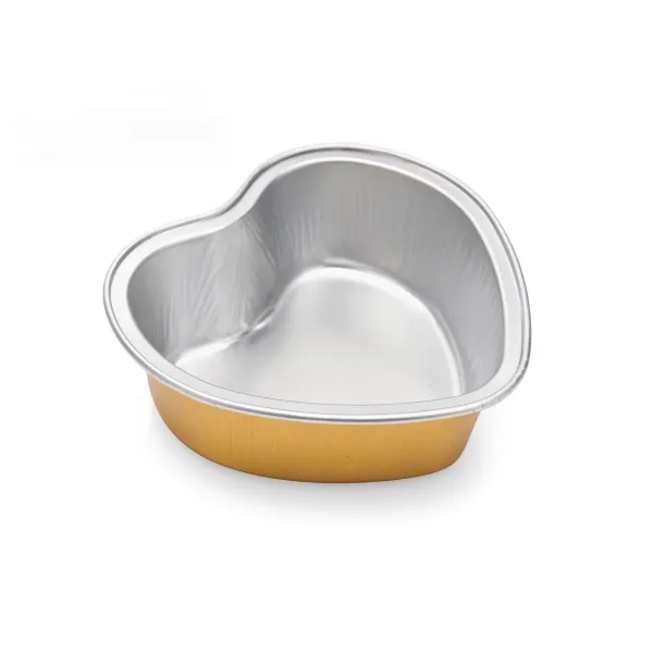 YZ086-100 100ml/0.22lb Heart Shaped Foil Pans with Lids